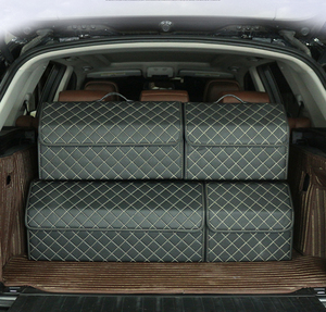 Premium çok fonksiyonlu katlanabilir PU deri araba gövde organizatör Bin konteyner kutusu oto SUV araç gövde ve koltuk için depolama - Product Image 2