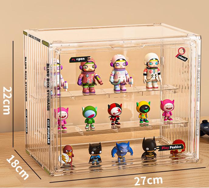 Caja de exhibición de figuras con pegatinas transparentes