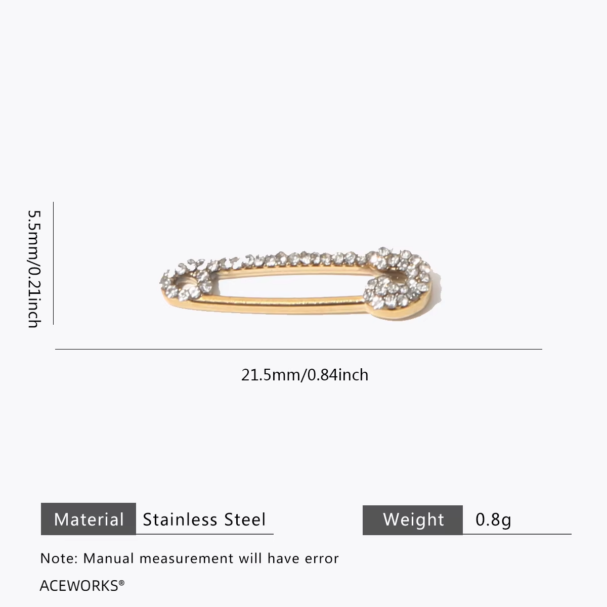 Golden 5.5*21.5 Pavé Clear Stones
