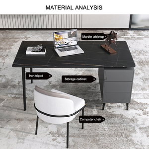 Italian Light Luxury Marble Table Home <strong>Computer</strong> Office Table Study Marble <strong>Desk</strong> with Cabinet <strong>Simple</strong> <strong>Desk</strong> - Product Image 5