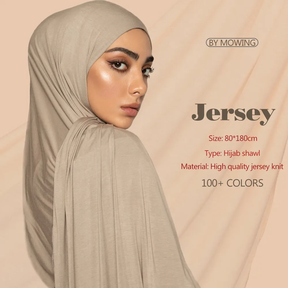 Vente chaude de haute qualité grande taille Jersey écharpe extensible Hijab plaine tête foulards en gros femmes étoles Jersey coton Hijab