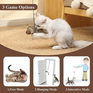 Juguetes de movimiento interactivo para mascotas, ardilla voladora automática recargable, juguete para gatos y pájaros con hierba gatera - Product Image 5