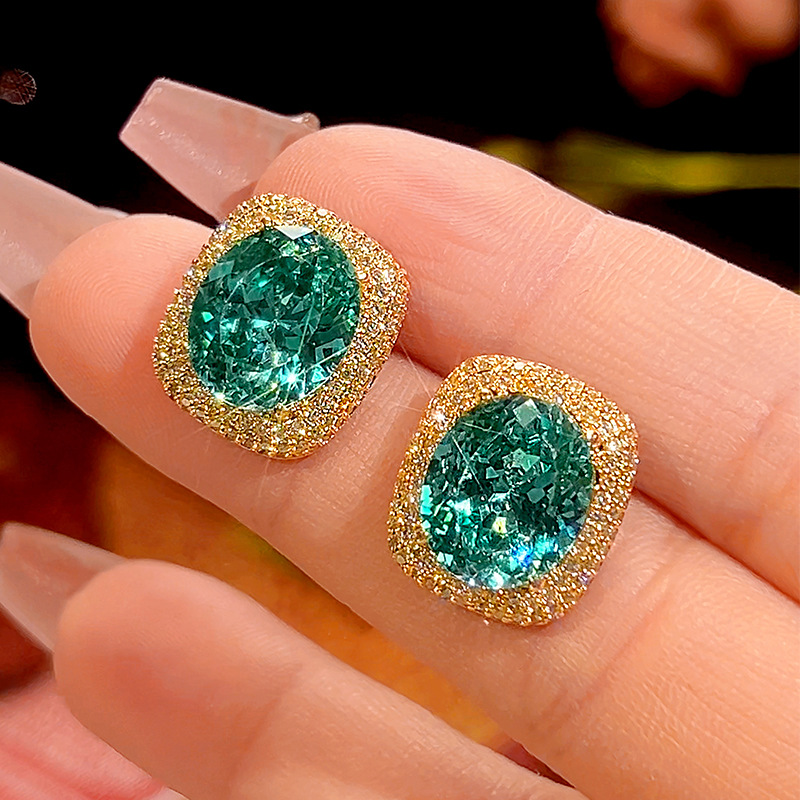 Boucles d'oreilles vertes Platinum Parra