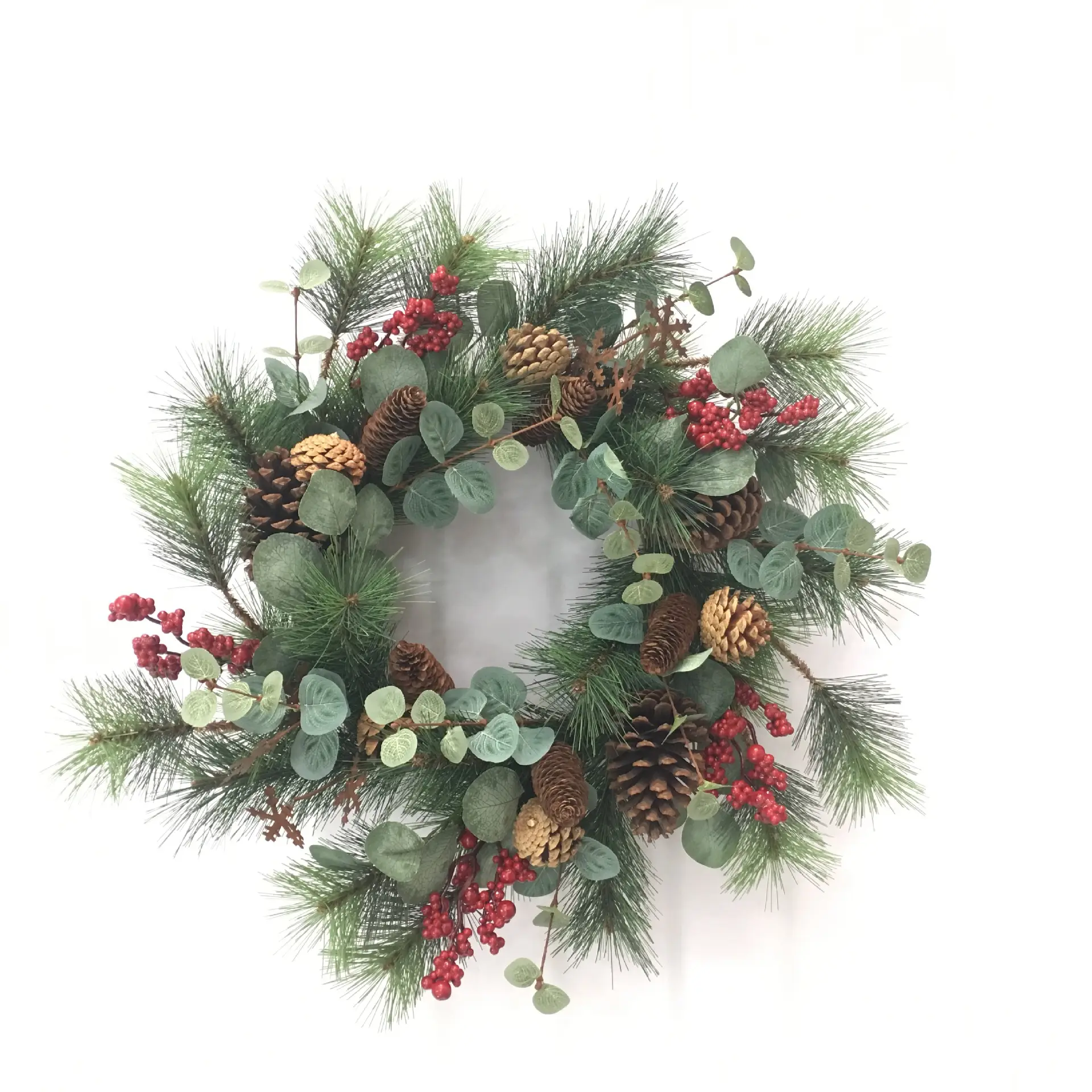 Artificial flower garland Christmas snowflake red fruit family decoration ornaments manufacturers wholesale candle ring wreath