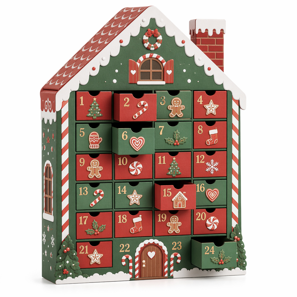 Calendario a forma di casa rossa+verde