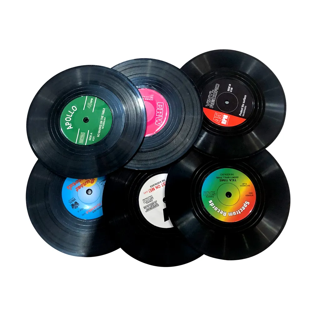 थोक विंटेज vinyl रिकॉर्ड सीडी कोस्टर संगीत प्रेमी बार बीयर कॉफी कोस्टर पुन: प्रयोज्य foldable व्यक्तिगत कोस्टर
