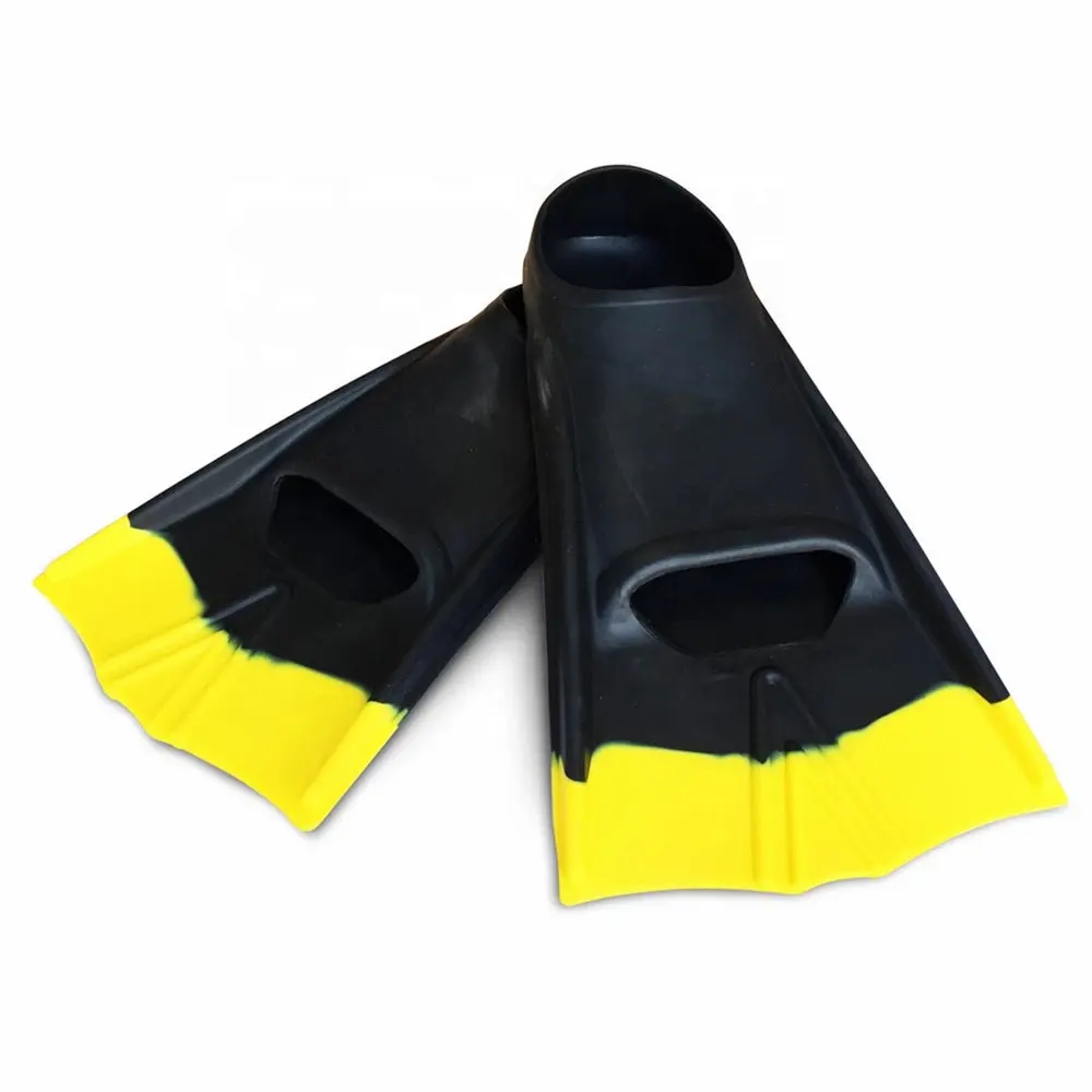 Adult and kids black yellow silicone swimming fins for swim flippers