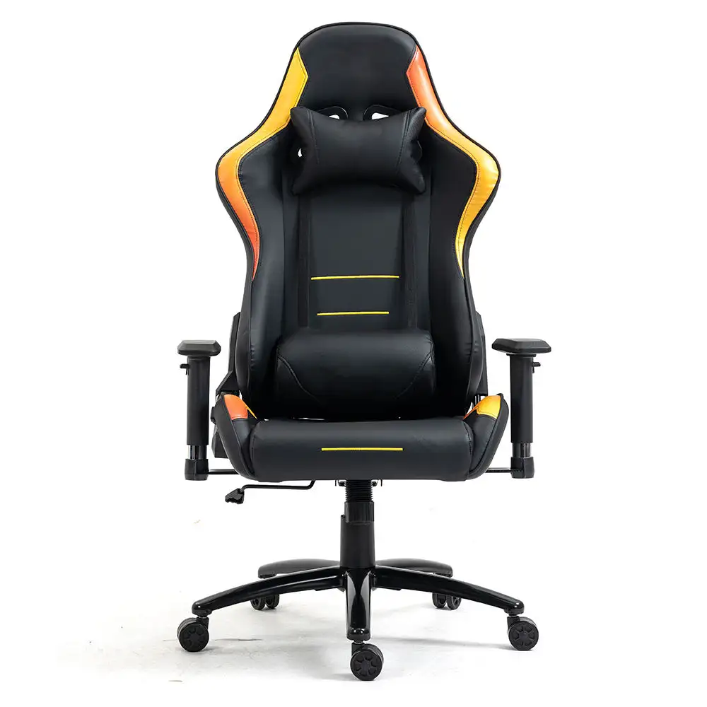 Precio al por mayor, silla de ordenador ajustable personalizada, silla giratoria de cuero PU para juegos con reposapiés