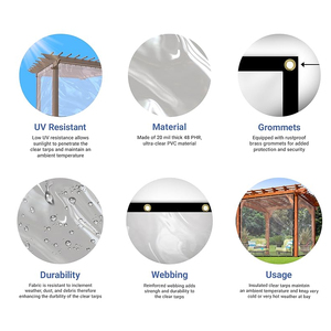 Rõ ràng vải bạt bán buôn cho ban công mưa chắn gió trong suốt mặt trời bảo vệ không thấm nước PVC ngoài trời rèm nhà kính - Product Image 3