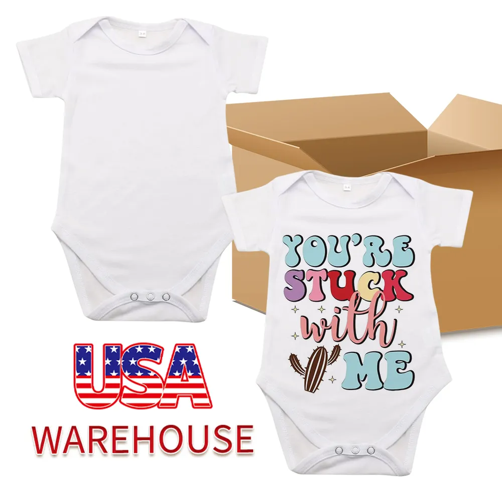 USA Stock fast delivery sublimation soft baby onesie newborn 100% polyester baby onesie Sublimation Blanks baby infant rompers