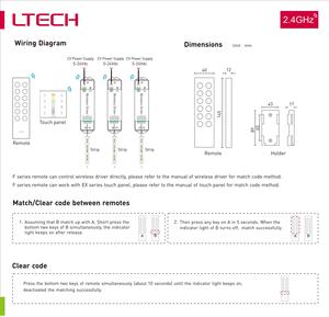 LTECH RF 2,4 ГГц Беспроводной RGBW 4-зонный пульт дистанционного управления светодиодным диммером - Product Image 4