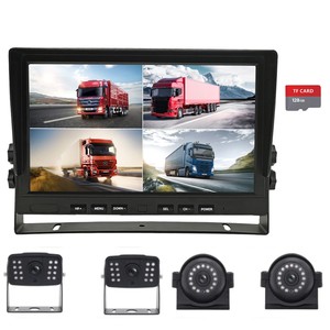 Monitor de coche de modo cuádruple de 10,1 pulgadas TFT LCD retrovisor de coche sistema de monitor de camión inverso con pantalla de 4 cámaras para Monitor de coche de autobús