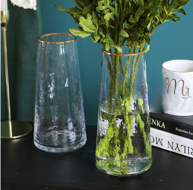 High quality T-shaped Color Crystal Glass Vase Hand Blown Glass Vase for Home Decor with Round Mouth