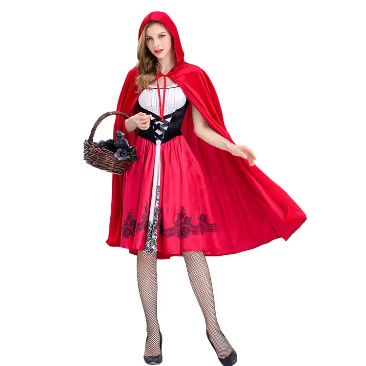 Abito da festa in Costume da cappuccetto rosso da donna con mantello