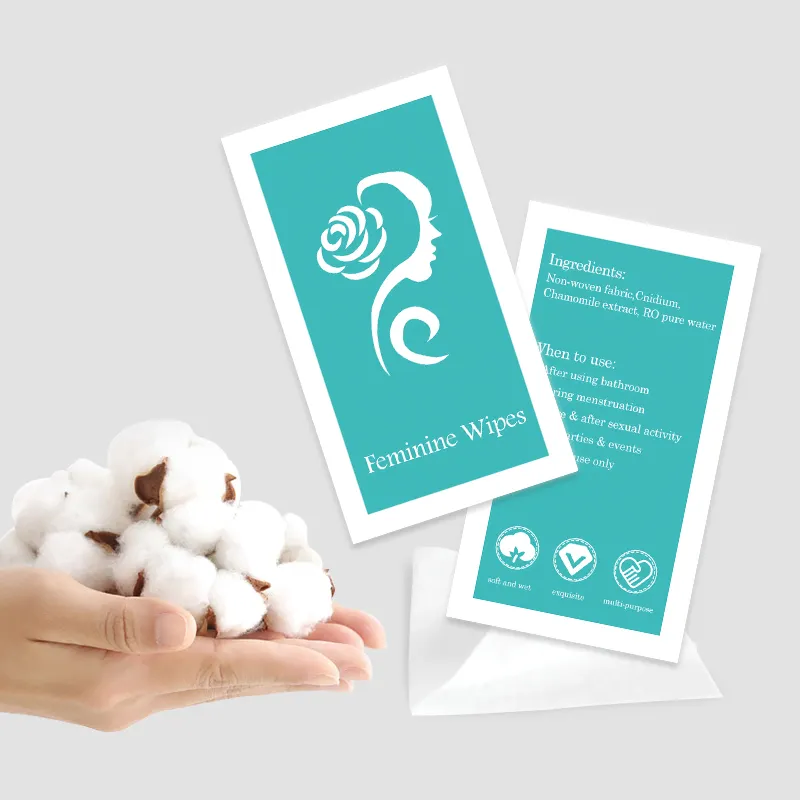 Salviettine umidificate biodegradabili 100% vendita calda coppetta mestruale/disco per la pulizia femminile individuale avvolti per l'igiene femminile salviettine intime