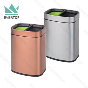 Cubo de basura de doble clasificación triple, cubo de basura de reciclaje para interiores y exteriores, 2 compartimentos, cubos de clasificación de basura, papelera de reciclaje