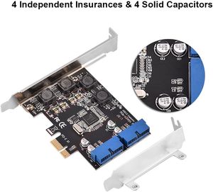 PCI Express 1X Extender ไปยังภายใน2พอร์ตส่วนหัวของ19Pin ได้อย่างรวดเร็ว5Gbps PCI-Express USB 3.0 CARD - Product Image 5