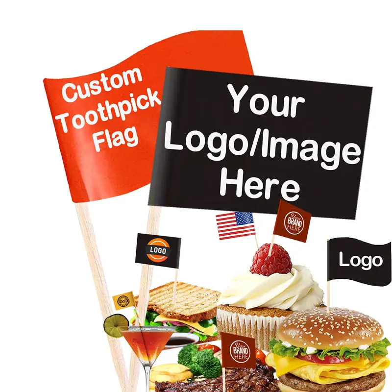Venta al por mayor palillo fiesta Buffer bandera embalaje personalizado diseño país bandera hamburguesa Cupcake Topper bandera