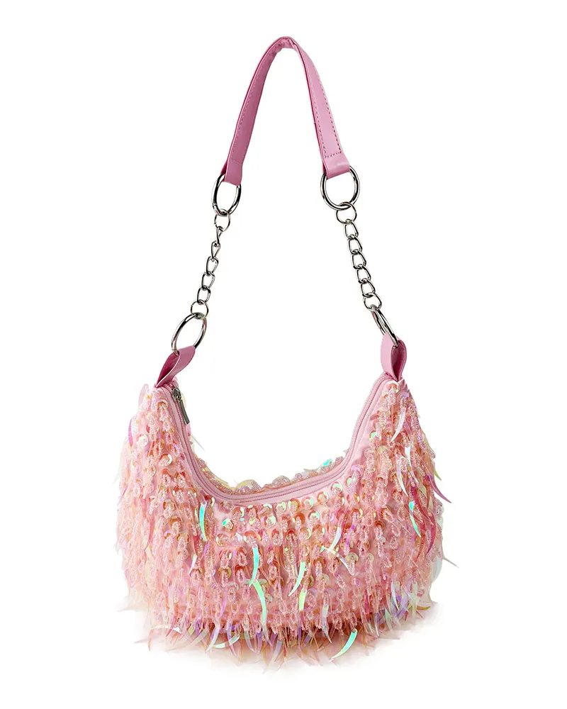 Marken designer klassische Luxus Regenbogen farbe Perlen mit Pailletten Zubehör Hobo Handtasche Damen Abend tasche