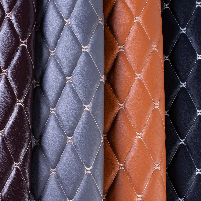 Quilted Leather Sponge Foam Car Seat Pvc Diamond Stitched Floor Fabric Car Upholstery Leather