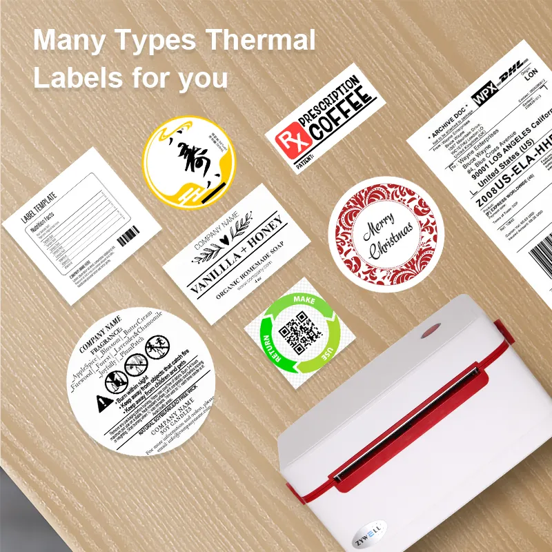 Imprimante d'autocollants de bureau Zywell impresora trmica 110mm expédition thermique imprimante d'étiquettes