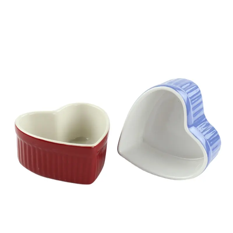 Baking Bowl Cerâmica Em Forma De Coração Sobremesa Ramekin Bowls Grés Bolo Copo Forno Microwavable Bakeware Seguro