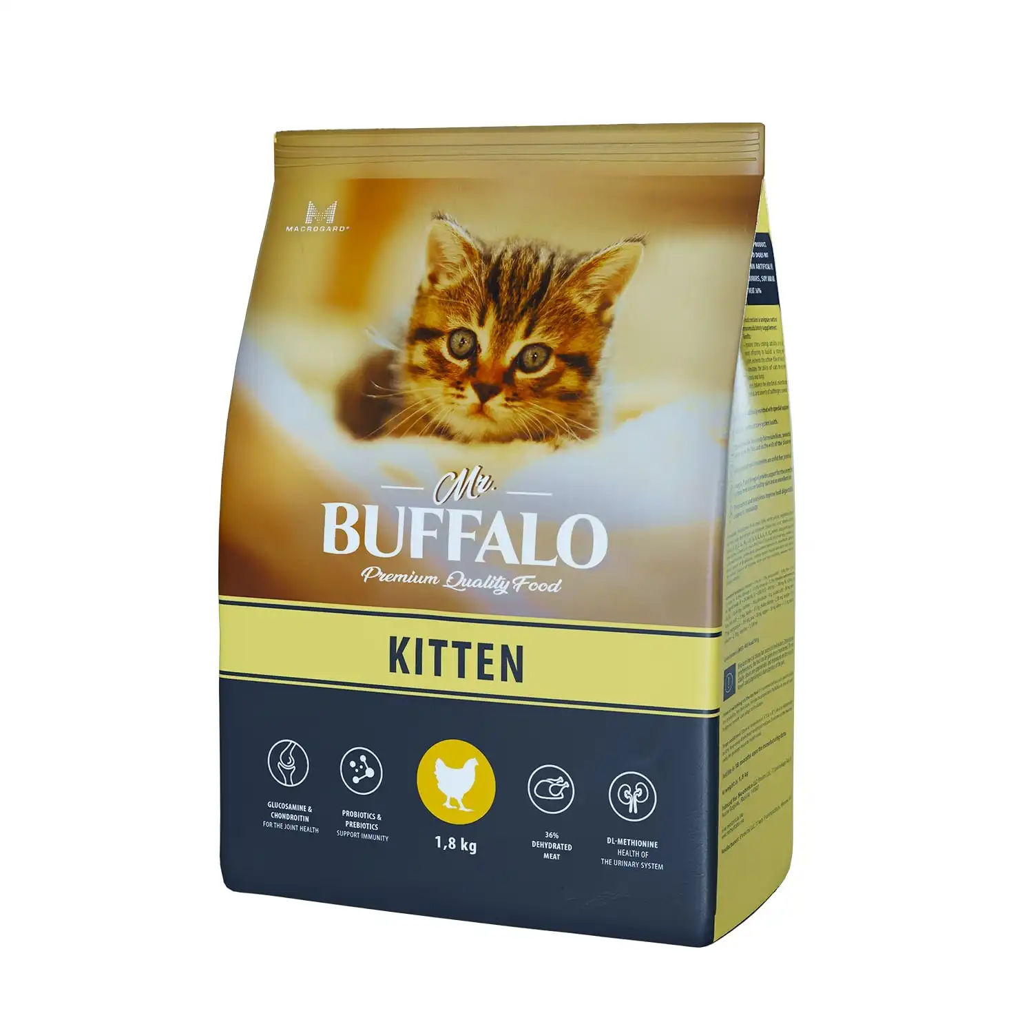 Mr.Buffalo KITTEN Trocken futter für Katzen Hühner geschmack 1,8 kg Premium-Trocken futter für Kätzchen Gesundheit und Ernährung Tiernahrung