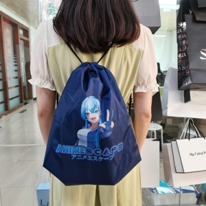 Mochila de poliéster impermeable de satén con cordón, Bolso pequeño de algodón con cordón, estampado personalizado, para deportes, lona, nailon - Product Image 2