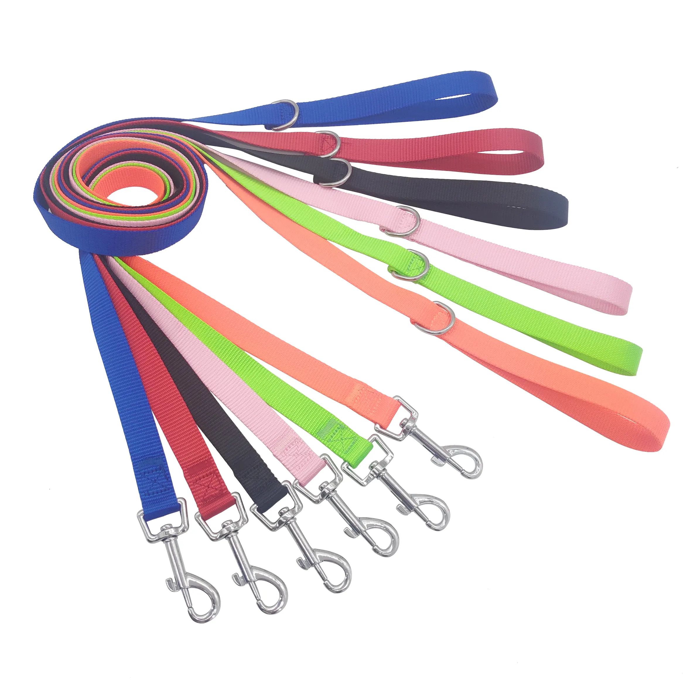 2023 Bestseller Welpen halsband und Leine Set Benutzer definiertes Hunde zubehör Plain Nylon Hunde leine Hunde halsbänder Pet Leads