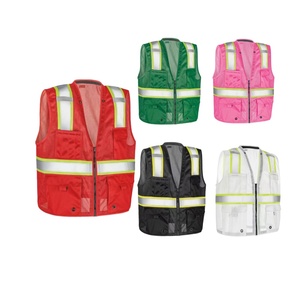 Xzl khả năng hiển thị cao phản quang an toàn vest lưới đa túi dây kéo biểu tượng tùy chỉnh cho công nhân xây dựng - Product Image 1