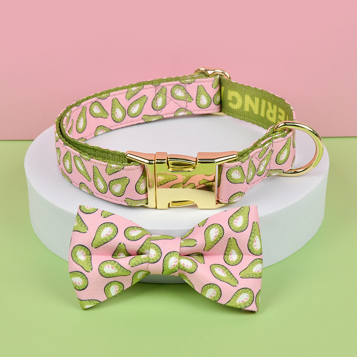 Pink Avocado Collar+Bow Tie