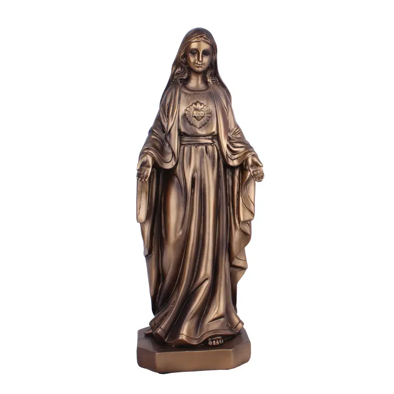 Decoración de escritorio para el hogar, estatua de manos Virgen María de latón fundido de tamaño pequeño