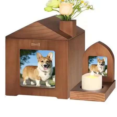 Perfect Design Wooden Pet Urn Dog Cat Wooden Box Ash Cremation Urn Small Animal Memorial Pot Cat Dog Memorial Pipe Box