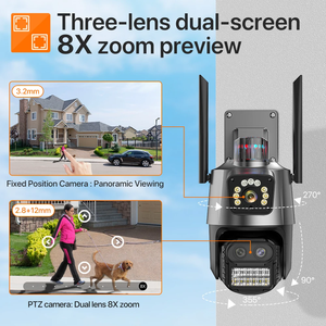 Ikevision Triple Lens 8x Optical Zoom CCTV <strong>Camera</strong> 9MP Wireless Home Security Network <strong>IPC</strong> With Visible and Audiable Alarm Light - Product Image 2