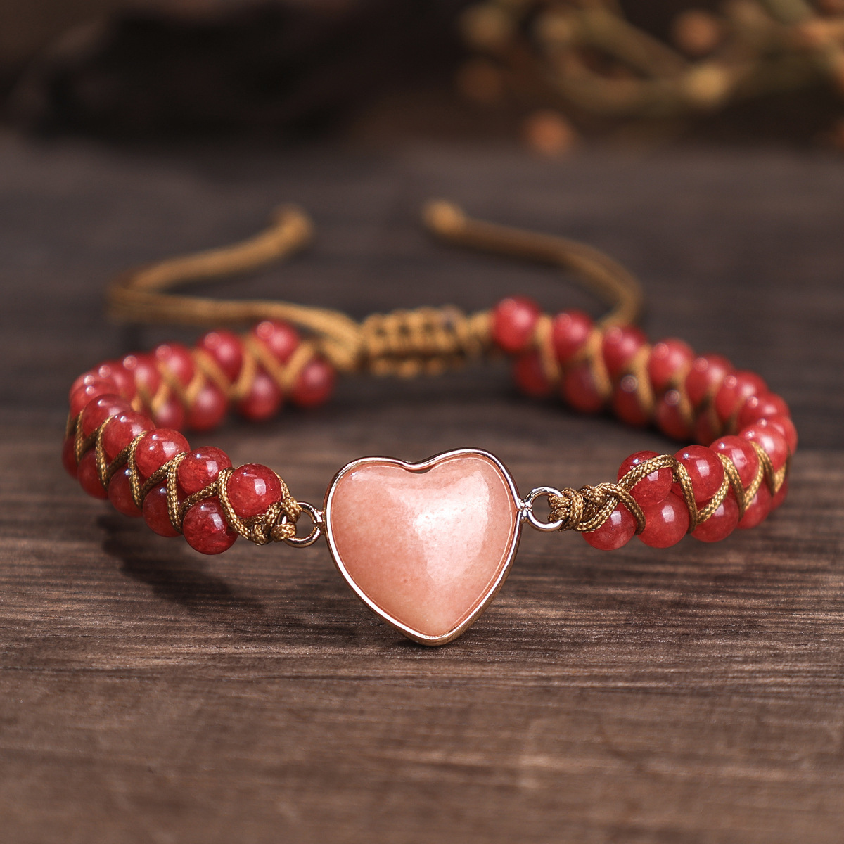 Corazón de aventurina rosa