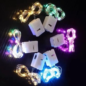Cadena de luces LED de alambre de cobre, botón de modo intermitente de 3 funciones, caja de batería, Navidad decorativas para luces de serie, 1m de longitud - Product Image 1