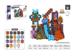 100 pcs OEM 'xây dựng mỏ Thế Giới ma thuật portal' nhựa từ gạch Toddler đồ chơi STEM cảm giác khối xây dựng bộ Đóng gói - Product Image 2