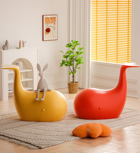 Mesa de centro multifuncional de plástico PE con forma de ballena, muebles de fábrica, diseño moderno y creativo, color azul - Product Image 2