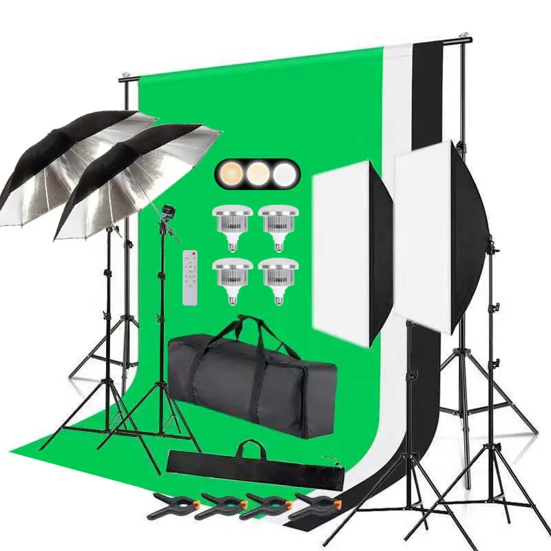 2x3m Softbox nền Kit 50*70cm điều khiển từ xa LED bóng đèn 2.1m Tripod đứng Carry bag nhiếp ảnh ảnh ảnh studio phụ kiện