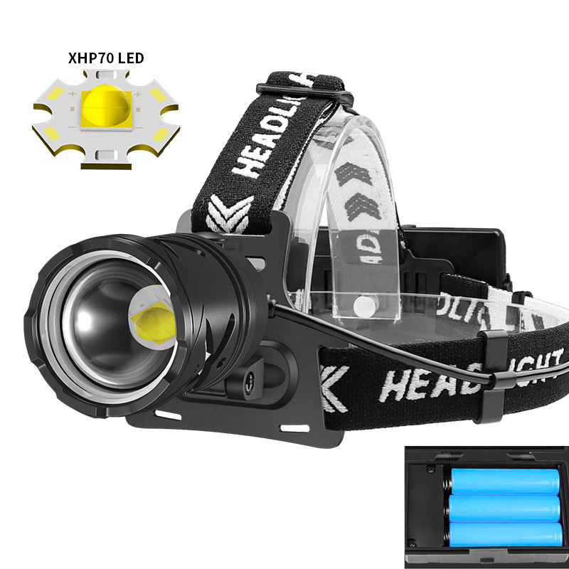 3514-P70 headlamp + 3*18650 batteries + USB cable