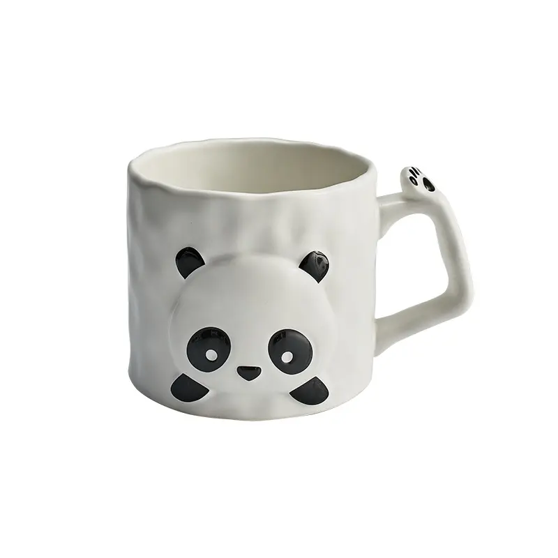 Taza de cerámica reutilizable de estilo japonés con dibujos animados para el hogar, taza de té, leche y café con mango, Linda Panda, chica