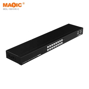 4K 16X1 hdmi Kvm开关hdmi开关视频切换器16端口Kvm切换器，带红外显示器