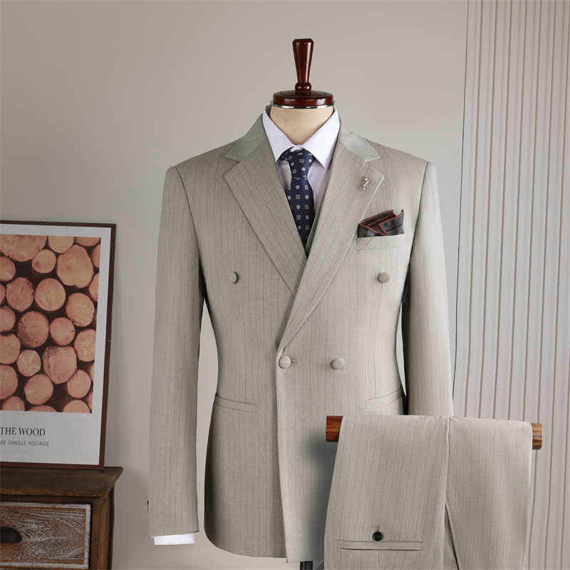 Khaki stripes-suit and trousers