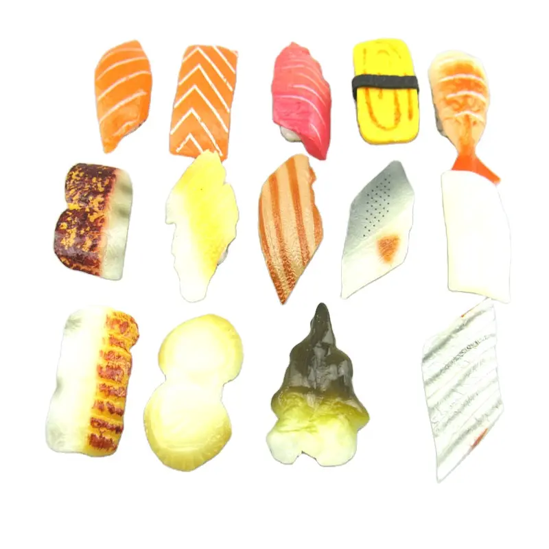 Plástico japonês magnético sushi alimentos modelos para restaurante exibição alimentos engraçados brinquedos artificiais