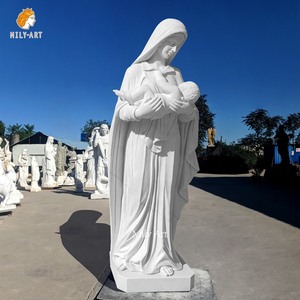Bán buôn Tay Chạm Khắc Cuộc Sống Kích thước đá Cẩm Thạch Mẹ Mary và Jesus điêu khắc cho ngoài trời - Product Image 5
