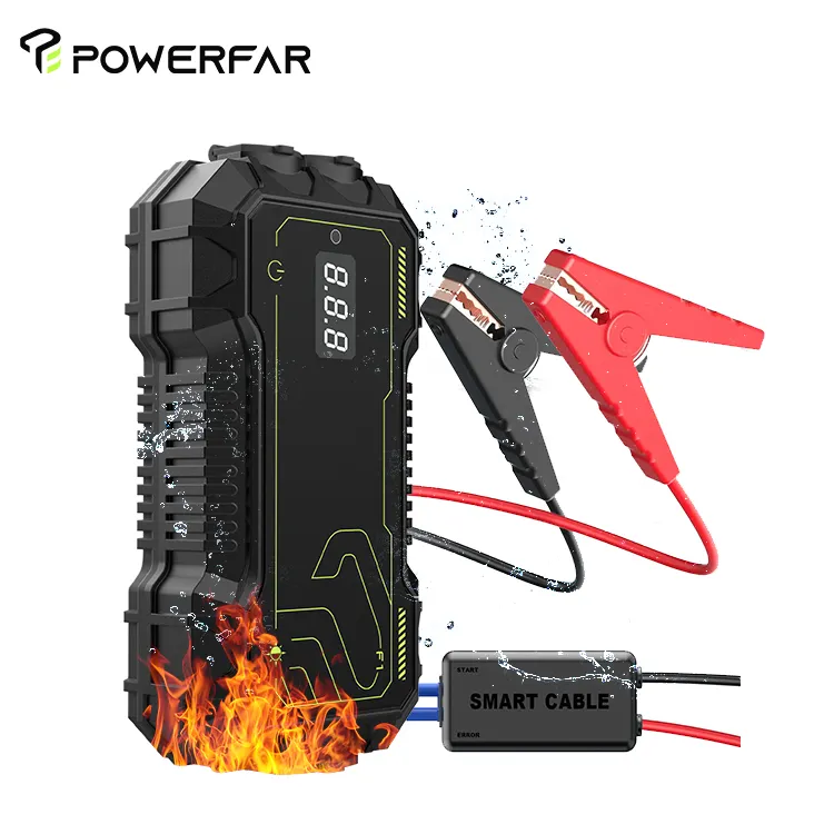 POWERFAR 10000mAh sans fil voiture saut démarrage batterie externe cavalier démarreur 12V voiture batterie chargeur Booster PowerbankJump démarreur