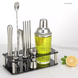 Barware công cụ thiết lập lớn Martini Glass 400ml thép không gỉ nắp cốc thủy tinh Cocktail Cobbler Shaker chai với đo lường - Product Image 1