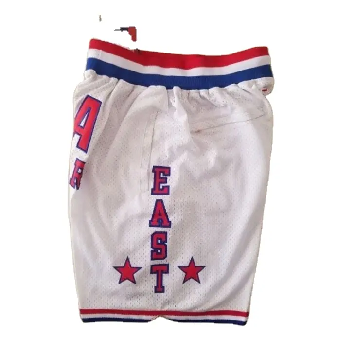 Pantaloncini tascabili da basket cuciti di migliore qualità bianchi 2003 maglia Michael