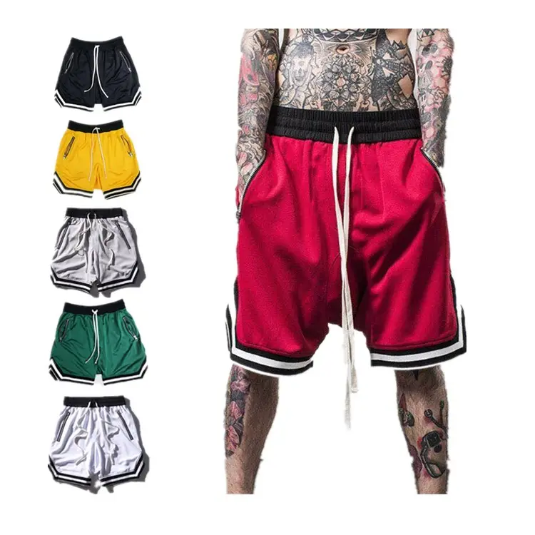 Pantalones cortos deportivos para hombre, ropa de gimnasio con logotipo personalizado, malla de secado rápido, sólido, transpirable, informal, venta al por mayor