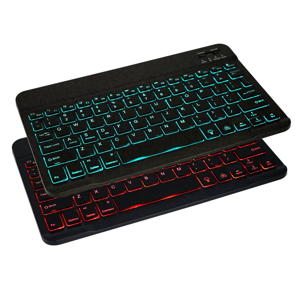 Ultra-schlanke tragbare Bluetooth-LED-wiederauf ladbare kabellose Tastatur mit RGB-Hintergrund Für iPad Phone Tablet